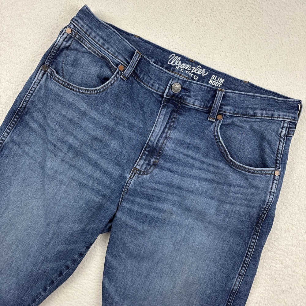 WRANGLER Retro Slim Boot Cut Jeans Mens Size 36/32 Blue Denim Stretch Western